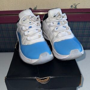 Jordan White and Blue Low-Top Sneakers